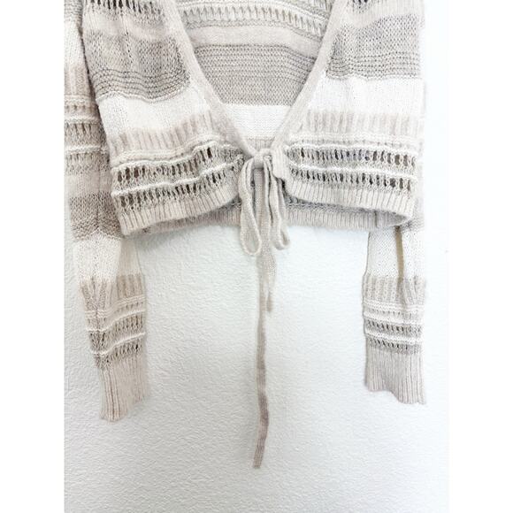 Zara Beige Knit Wrap Cropped Sweater Top Size Small 6771/005 Bohemian Chic - Picture 9 of 12
